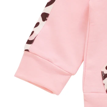 Zimné Novonarodené Dievčatká Sady Leopard Vytlačené Vrecká Mikiny Mikiny A Nohavice Bežné Dojčenské Oblečenie 2ks Oblečenie D30