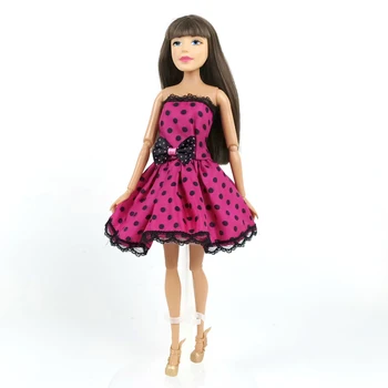 3ks/veľa Módne Bábiky Oblečenie pre Barbie Doll Oblečenie pre 1/6 BJD Bábiky Polka Škvrny Čipky Nový Rok Party Šaty DIY Hračka pre Dieťa