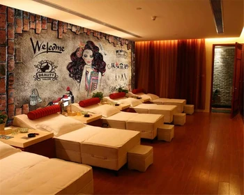 Beibehang Vlastnej osobnosti 3d tapeta salón krásy salon hair salon pozadí steny holičstvo, abstraktných de parede 3d tapety