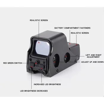 22 mm Black Železničnej Pripojí Červená Zelená lllumination Holografické Pohľad Collimator pre Vonkajšie Airsoft Sniper Puška Lov Príslušenstvo