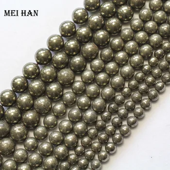 Meihan doprava Zadarmo prírodné Pyritom 6 mm 8 mm 10 mm kolo voľné korálky pre šperky robiť dizajn alebo darček