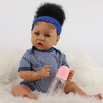 Nový Realistický Reborn Bábiky Baby S Mäkké Bavlnené Telo Africkej Americkej Realistické Dievča Bábiku 23 Palec Darček