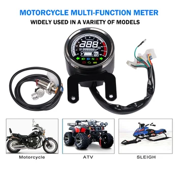 12V Motocykel Tachometra Meter LED Podsvietenie LCD Pre Harley-Digitálny Rýchlomer Teplota Paliva Meter Motocykel vodováha