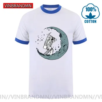 Nápaditý Dizajn Mesiac Kopanie Astronaut T shirt mužov Mesiac Vstupnej tee tričko Zábavné Vonkajší Priestor, Kopanie Mesiaca T-shirt Camiseta