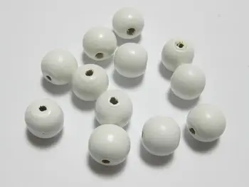 100 White 14 mm Okrúhle Drevené Korálky~Drevené Korálky