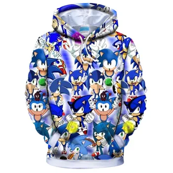 DLF 2-16Y Sonic The Hedgehog Deti Hoodies 3D Kabát s Kapucňou, Deti, Pulóvre, Mikiny vrchné oblečenie Chlapci Streetwear Dievčatá Ouftis