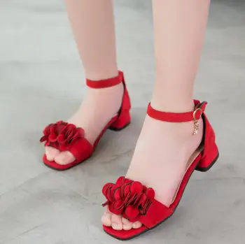 Detská obuv kvety dievčatá sandály 2019 nové letné kórejských študentov veľké dieťa, dievčatko princezná topánky, vysoké podpätky
