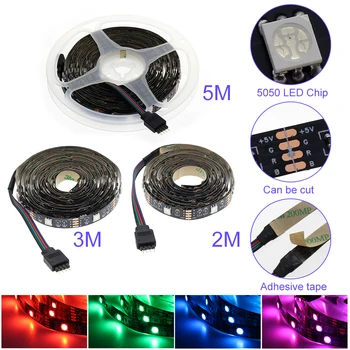 DIY RGB Premenlivé USB LED Pásy 5050 Flexibilné LED Svetlo, 2m 3m 5m Bluetooth Riadenie / Ovládanie Hudby LED TV joj, Osvetlenie.