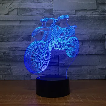 Nový Motocross Bicykli Tvar Nočné Osvetlenie Novinka 3D stolná Lampa LED USB 7 Farieb Zmena Senzor Stolná Lampa ako Rekreačné Narodeninám
