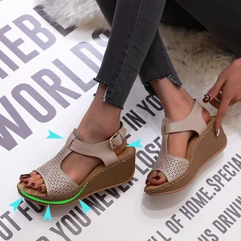 2020 ženy, letné sandále módne kliny vysokým podpätkom dámske topánky pracky popruhu bežné dámy plus veľkosť sandále