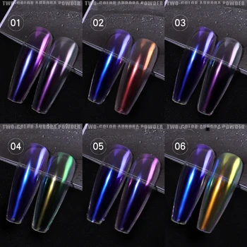 Dvojité Farba Pevné Aurora Nechtov Práškov Transparentné Holografické Neon Nechtov Glitters Chameleon Jemný Prach Chrome Nail Art Pigmenty