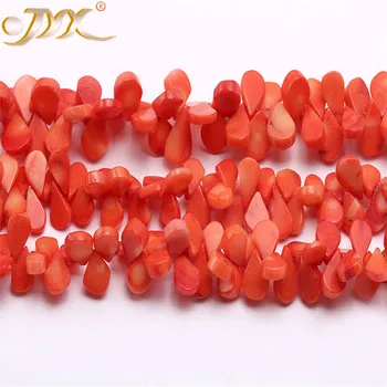 JYX Veľkoobchod 12*18 mm Zrno-tvarované Orange Coral Korálky Voľné String 15inches Fit DIY štýlový koralový náhrdelník
