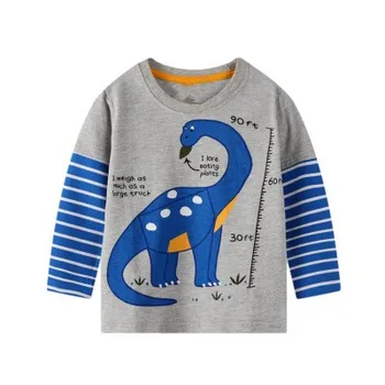 VIDMID dieťa Boys dinosaura T-shirt Deti Tees chlapčeka pruhované tričká Detí, Dlhý Rukáv, Bavlna autá, kamióny clothingW02