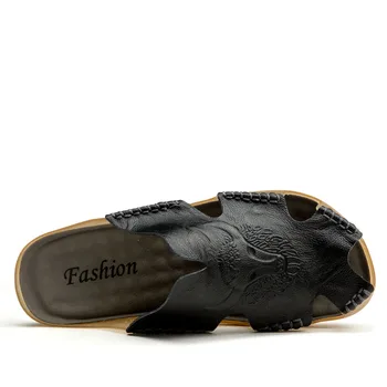 Nové Letné pánske Sandále pravej Kože Priedušná Obuv Rímske Sandále Bytov Muž Papuče Rímsky Štýl Plážové Sandále Hot Predaj