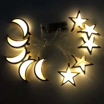 QIFU Moon Star Led Svetlo String Eid Mubarak Dekor Moslimských Islamskej Festival Strany DIY Dekor Hajj Mubarak Ramadánu Kareem Eid AL Adh