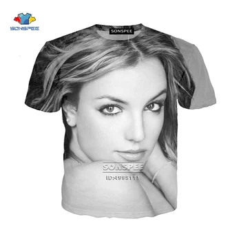 SONSPEE 3D Tlač Spevák Hot Sexy Dievča Speváčka Britney Spears Harajuku Žien T-shirt Lete pánske Tričko Bežné Topy Streetwear
