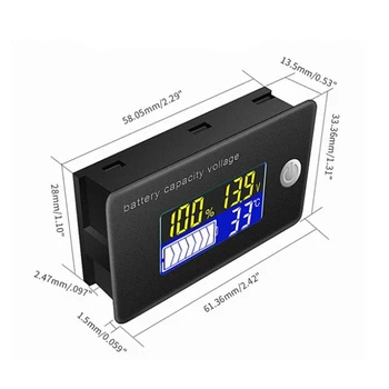 12V 24V 36V 48V Olovené Batérie Kapacity Ukazovateľ Displeja LCD Voltmeter Merač Teploty Tester Olovené batérie