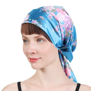 2021 Nové Tlač Ženy Vnútorné Hjiab Čiapky Mäkké Satin Kvety Moslimských Módne Turbante Mujer Pripravený Nosiť Turban Kapoty
