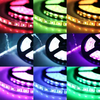 5M RGB 5050 Vodotesný LED Pás svetla SMD 44Key Diaľkové 12V NÁS Výkon Celej Zostavy NÁM Plug