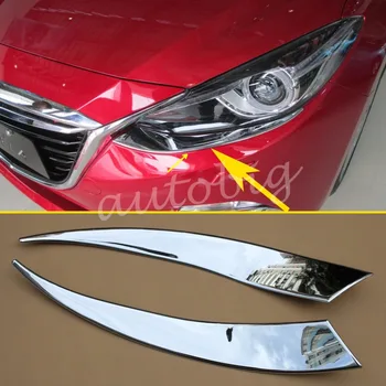 Chrome Styling Head Light Kryt Prednej Lampy Obočia, Výbava PRE 2016 Mazda 3 Mazda3 BM Svetlometu Príslušenstvo
