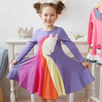 Zimné Rainbow Dievčatá Šaty Módne Bavlna Farebné Oblečenie Baby Girl Party Šaty Pre Deti Princezná Vianočné Vestidos Kostýmy