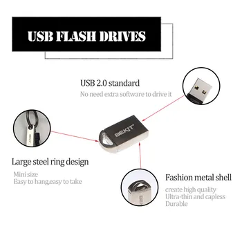 Bekit Mini USB Flash 8GB/16GB/32GB/64GB/4GB Pero Jednotky Kovu kl ' úč USB 2.0 Flash Memory stick USB disku 1GB/2GB
