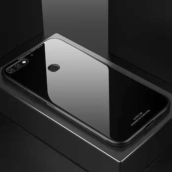 Pre Huawei Honor 7c Prípade Luxusné Tvrdeného Skla Kryt Shockproof Pevný Telefón Prípadoch pre Huawei Honor 7A Pro Y9 2018 Y7 Prime 2018