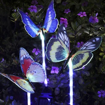 3 Ks Solárnych Vklad Svetlá Záhradné Solárne Svetlo Vonkajšie Multi-Farbu Meniace LED Motýľ Optický Motýľ Dekoratívne Osvetlenie