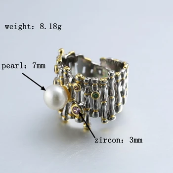 925 sterling silver zirkón pearl prstene zlato nastaviteľné prírodné sladkovodné Baroková perla vlna prstene pre ženy 925 šperky darček