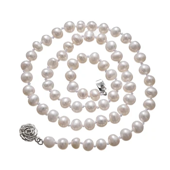 Prírodné Sladkovodné Perlový Náhrdelník v Blízkosti Kolo Pearl Šperky pre Ženy, Svadobné Darčeky na Nový Rok 2021 Trend 36inches 7-8mm