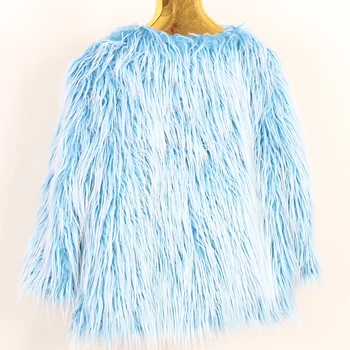 Nerazzurri Načechraný umelú kožušinu kabát ženy zimné streetwear v krku modrá Módne farebné krátke falošné kožušiny bunda veľká veľkosť vrchné oblečenie 5xl