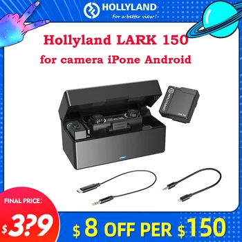 Hollyland Lark 150 Bezdrôtový Mikrofón Systém RX TX Prenosný Mini Klope Mikrofón Mic pre DSLR Fotoaparát iPhone Android Telefóny