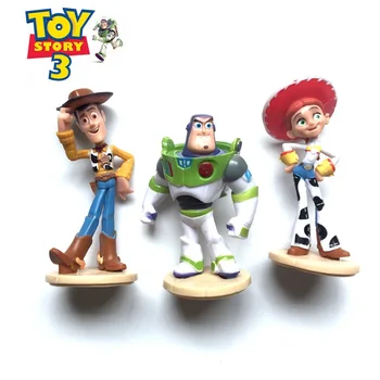 Disney 3ks/set Anime Príbeh Hračiek 3 Buzz Lightyear Woody Jessie 8-10 cm PVC Akcie hračky Obrázok Zberateľskú Model Hračka pre Deti, Darčeky