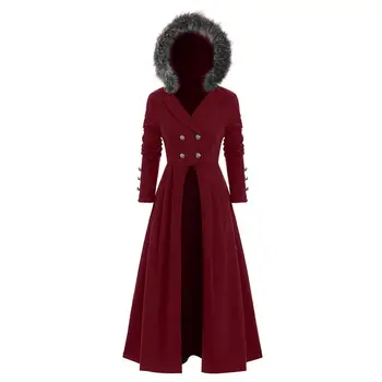 Cashmere Vlnené Ženy Kabát Zimný Plus Veľkosť Bežné Teplé Pevné Kapucňou Kožušiny Golier Dlhá Srsť Manteau Femme Abrigos Mujer