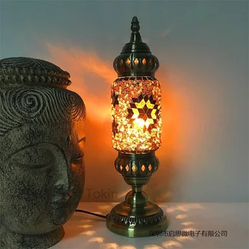 2020 Nové turecké mozaiky stolná Lampa vintage štýle art deco Ručne lamparas de mesa Sklo romantický posteľ svetlo lamparas con mosaicos