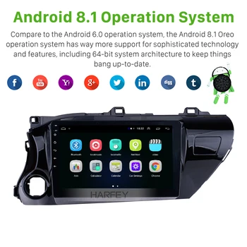 Harfey 10.1 palcový Auto, Multimediálny prehrávač, Android 9.0 auta GPS Navi Rádia pre TOYOTA HILUX 2016 2017 2018 Ľavej ruke Ovládač