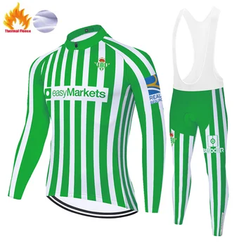 Pro team Zelený Betis ropa bicicleta hombre Zimné Thermal Fleece, cyklistika dres mužov uniforme ciclismo 20D gél pantaloni ciclismo