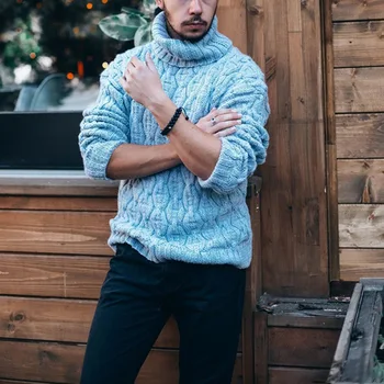 Nové jeseň/Zima 2020 mužov turtleneck farbou sveter módny trend knitwear