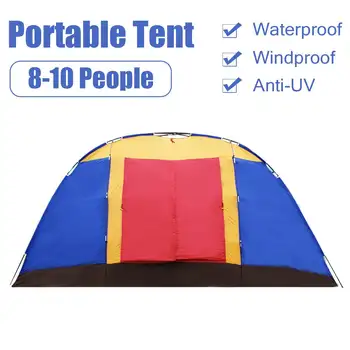 8-10 Osôb Prenosné Camping Stan Cestovné Vonkajšie Turistika Nepremokavé Windprood Anti-UV Rodiny Veľký Skladací Stan
