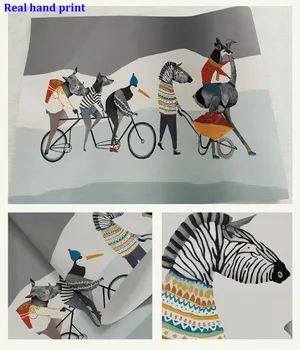 Bacaz Roztomilý Zvieratá Bicykli 3d animovaný Tapety na Steny Detská Izba Dieťa 3d Stenu Papier, Fotografie, Maľby Cartoon 3D Nálepka