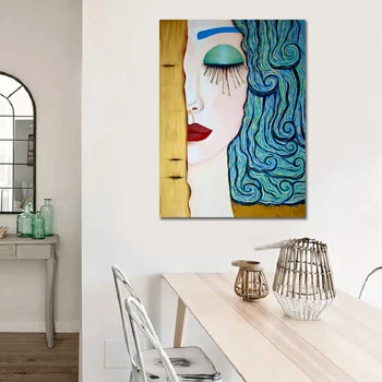 Zlaté Dievča Umenie Maľba na Plátne, Plagáty a Vytlačí Abstraktné Wall Art Obrázok pre Obývacia Izba Domova Plátno Výtlačkov