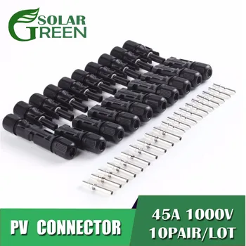 10Pair/veľa 45A 1000V PV Konektory samec a samica, Solárny Panel, Zapojte aktuálne 1000V PV kábel 2.5/4/6mm pevné medené kontakty