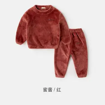 2020 Dieťa Dievča Módne Oblečenie Set Roztomilé Plus fleece sveter + nohavice Oblečenie Sady Deti Strany Narodeniny Nosenie
