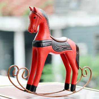 Nordic Drevený Hojdací Kôň Ozdobné Stolové Dekorácie Nábytku Kreatívne Domáce Vintage Detstva Trójsky Kôň Dekor