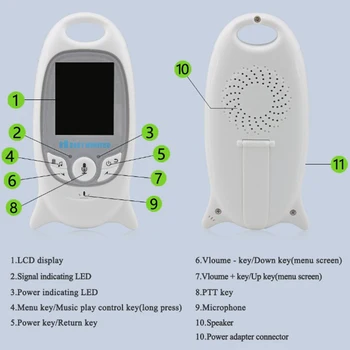 Babyphone Bebe Baby Monitor Fotoaparátu Video Opatrovateľka, Rádio, Bezdrôtové Opatrovateľky Dve Spôsob, ako Hovoriť Nočné Videnie Teploty s 8 Marieli