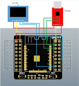 ESP32F suite ESP-32F modul+ESP32 Adaptér Doska+CP2102 modul+0.96 palcový OLED Žltá - modrá+20 CM Dupont linka Pre Arduino