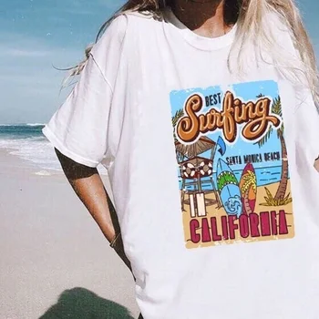 PUDO-XSX 2019 Nové Letné Ženy California Najlepšie Surfovanie Tee Tričko Surfistov Surf Deň Oceánu Vlny Graphic Tee Bežné Tee Tričko