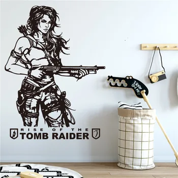 Tomb Raider domáce dekorácie samolepky na stenu obývacej izby, detskej izby v štýle art deco video hry Vinyl Stenu S141