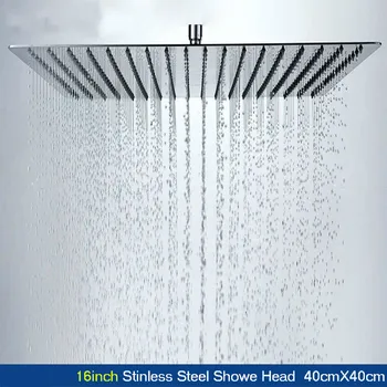 Z nehrdzavejúcej ocele sprcha hlavu 16Inch 40cmX40cm štvorcový sprchovací panel vysoký tlak Kúpeľňa zrážok sprcha hlavu duchas de bano