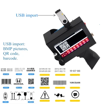 Dátum/logo/číslica prenosné tlačiarne atramentové tlačiarne s USB import kód/obrázok 12.7 mm tryska Prenosné dotyk atramentové tlačiarne